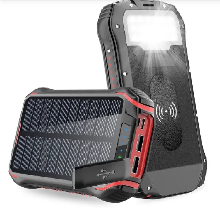  Riapow Solar Power Bank 26800mAh, Wireless Portable Charger  with USB C Input/Output Fast Charge 3.0A Solar Charger External Battery  with Flashlight for Phone, Tablet and Camping Outdoors : Cell Phones 