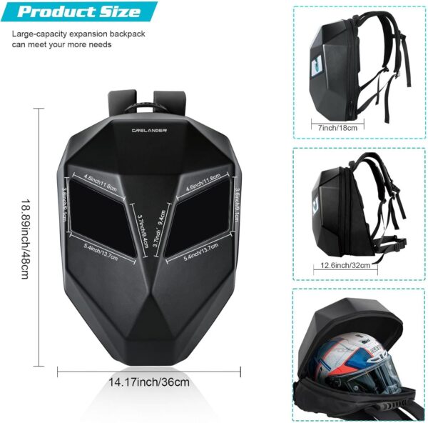 LED Knight Backpack,Motorcycle Riding Hard Shell Travel Bag - Image 3