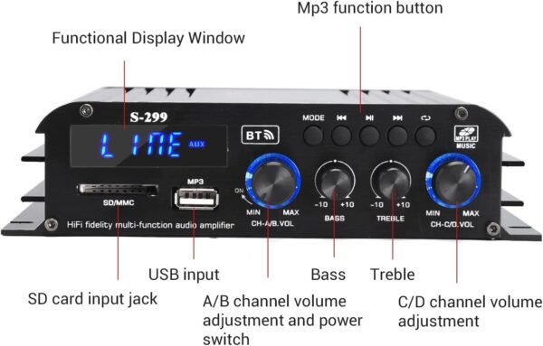 800W Bluetooth Amplifier S299 Max | Home Audio Amplifier - Image 3