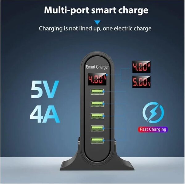 USB Charging Station with LED Display | 5-Port - Image 2