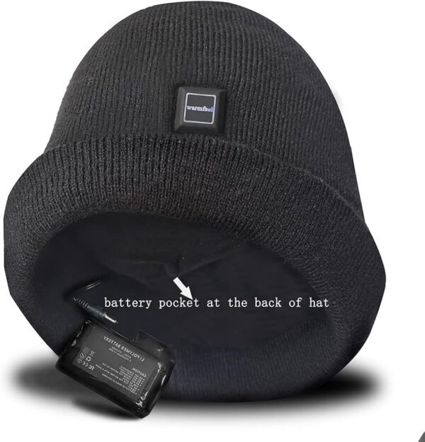 LPCRILLY Heated Hat Winter Head Warmer Electric Rechargeable With Dual Batteries Cap for Man and Women(Black) - Image 7