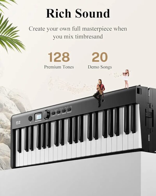 Eastar EP-10 Beginner Foldable Digital Piano 88 Key Full Size Semi Weighted Keyboard, Bluetooth Portable Electric Piano Without Box