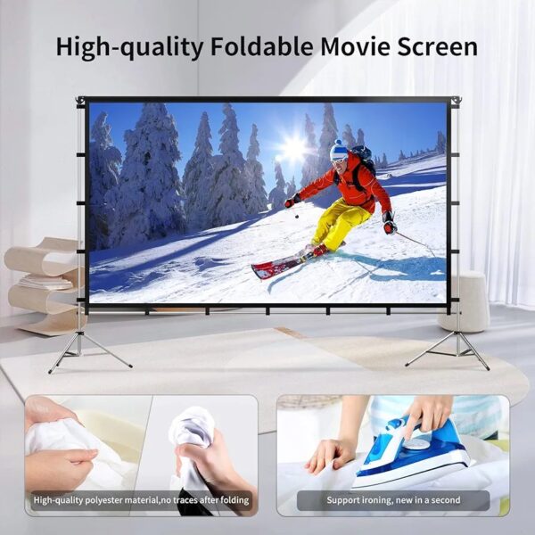 Projector Screen Outdoor, Vamvo Portable Projector Screen with Aluminum Alloy Stand 120" Foldable Projector Screen, 10 Feet Indoor Movie Screen with Carrying Bag for Home Theater Backyard Movie Night - Image 5