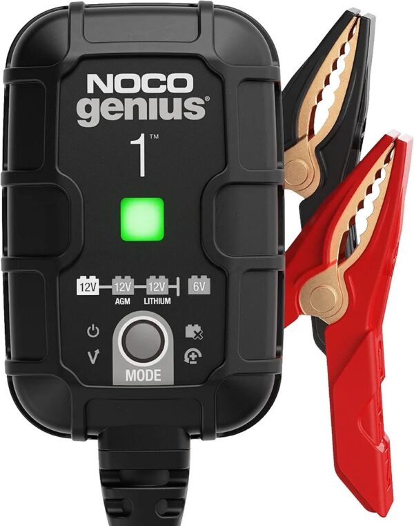 NOCO GENIUS1, 1A Smart Car Battery Charger, 6V and 12V Automotive Charger, Battery Maintainer, Trickle Charger, Float Charger and Desulfator for Motorcycle, ATV, Lithium and Deep Cycle Batteries - Image 2