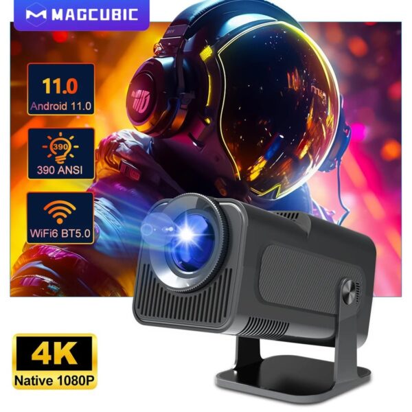 Magcubic New HY320 Mini Portable Auto Keystone Projector, Natvie 1080P Smart Projector FHD 4K Supported 10000 Lumens with WiFi 6, BT 5.0, 180 Degree Rotation, Built-in Android 11.0- Black - Image 2