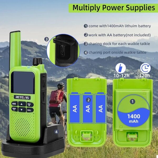 Retevis RA619 Walkie Talkie, Bluetooth, Vibration Alert, 1400mAh Rechargeable Battery, One-Key Pairing, SOS, Cycling, Hiking, Event 2 Way Radio - Image 6