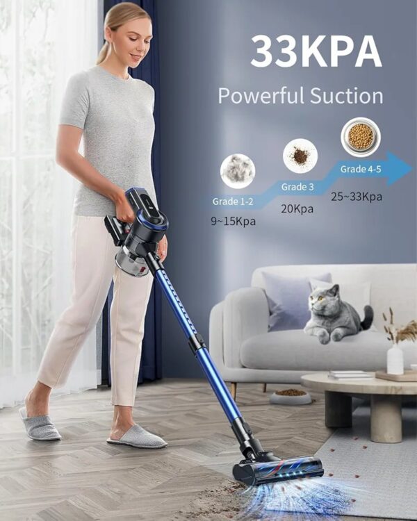 HONITURE Cordless Vacuum Cleaner 450W/38KPa Stick Vacuum Cleaners with LCD Touch Screen, 55Min Runtime Battery,1.2 L Dust Cup, Lightweight Handheld Cordless Vacuum for Carpet Pet Hair Floors S12 - Image 2