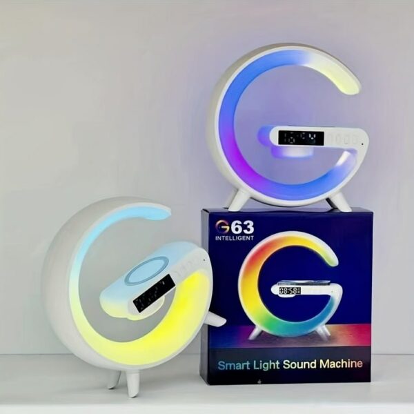 G63 Smart Light Sound Machine Wireless BT Speakers With Wireless Fast Charging, Rhythm RGB Light, Bar Smart Light, Sunrise Alarm Clock, Wake Up Light For Bedrooms, Dimmable Table Lamp - Image 8