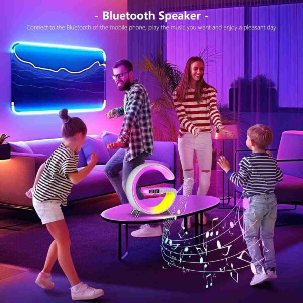 G63 Smart Light Sound Machine Wireless BT Speakers With Wireless Fast Charging, Rhythm RGB Light, Bar Smart Light, Sunrise Alarm Clock, Wake Up Light For Bedrooms, Dimmable Table Lamp - Image 7