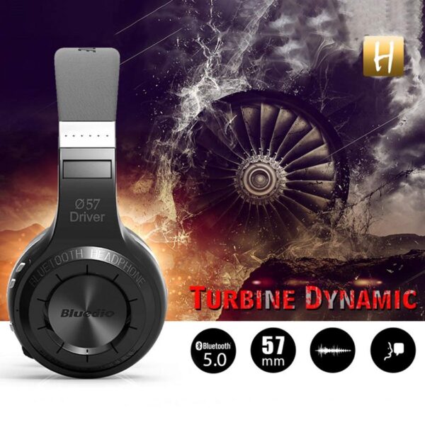 Bluedio H-Turbine Wireless Bluetooth 5.0 Headphones Powerful Bass Over-ear Headset Bulit-in Microphone-Retail package Global release (Black) - Image 4