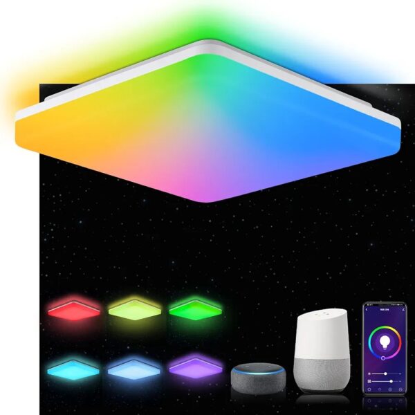 Oeego LED Ceiling Light Smart Alexa, 18 W 1800 LM RGB Ceiling Light Dimmable Colour Changing Smart Ceiling Lamp Alexa/Google Assistant Compatible, 2700 K - 6500 K, WiFi Lamp for Bedroom/Living Room