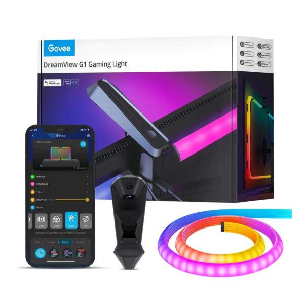 H604B Govee RGBIC Monitor Backlight, Smart Gaming Light for 24"-32" PC, DreamView G1 LED Neon Strip Light with Camera, Support 2.4G Wi-Fi with 4 Game Modes and Sync for RPG, FPS, Racing Games, or Movies