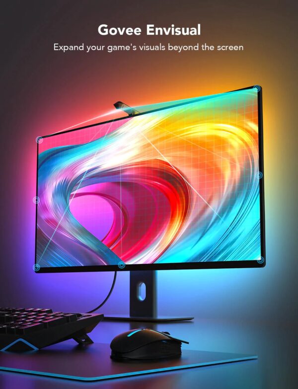 H604B Govee RGBIC Monitor Backlight, Smart Gaming Light for 24"-32" PC, DreamView G1 LED Neon Strip Light with Camera, Support 2.4G Wi-Fi with 4 Game Modes and Sync for RPG, FPS, Racing Games, or Movies - Image 7