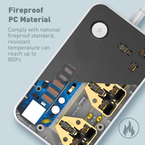 TechnoEdge Power Extension Board with 3 USB Ports and 2 Type-C Power Sockets - Image 3