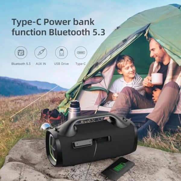 ZEALOT Bluetooth Speaker,100W Booming Sound Speakers Wireless, Dual Pairing, XBass, Bluetooth 5.3, 24000mAh Power Bank, Portable Outdoor Waterproof Speaker for Camping, Beach, and Party - Image 4