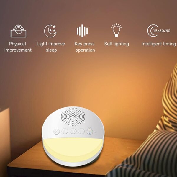 White Noise Sound Machine 20 Sounds Round Sound Maker with Night Light for Kids Adults Sleep - Image 2