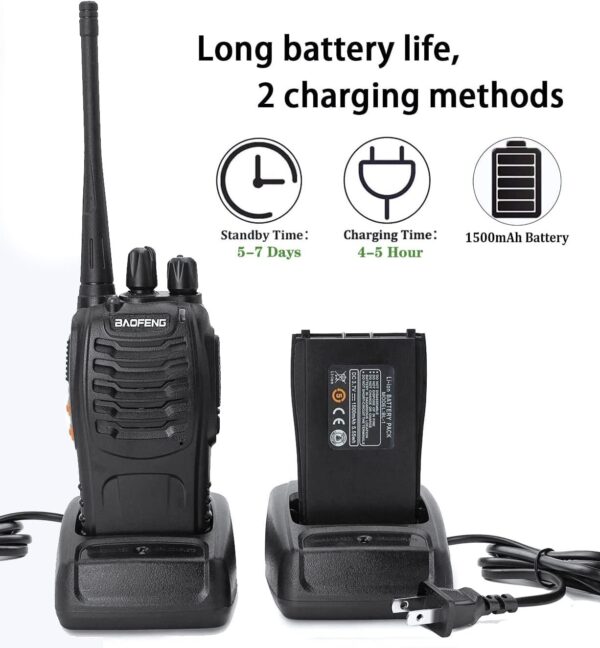 Baofeng Walkie Talkies bf-888s Rechargeable Two-Way Radios for Adults Long Range Handheld Communicator Professional UHF Interphone 2 Pack Walky Talky Set with Earpiece,Li-ion Battery and Charger - Image 3