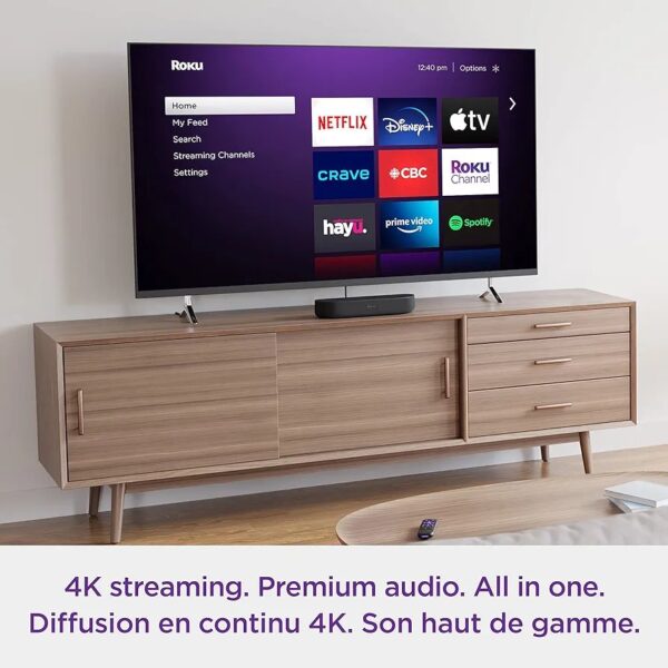 Roku Streambar | 4K HDR Streaming Device & Premium Roku Soundbar All In One, Roku Voice Remote, Free & Live TV, Black - Image 12