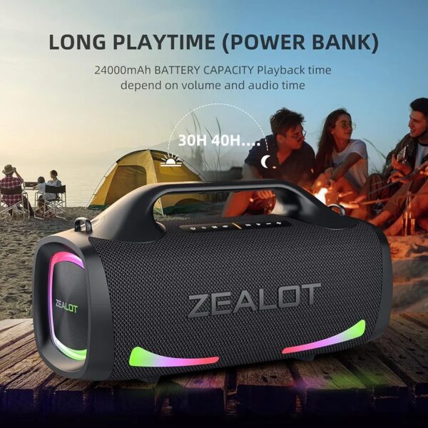 ZEALOT Bluetooth Speaker,100W Booming Sound Speakers Wireless, Dual Pairing, XBass, Bluetooth 5.3, 24000mAh Power Bank, Portable Outdoor Waterproof Speaker for Camping, Beach, and Party