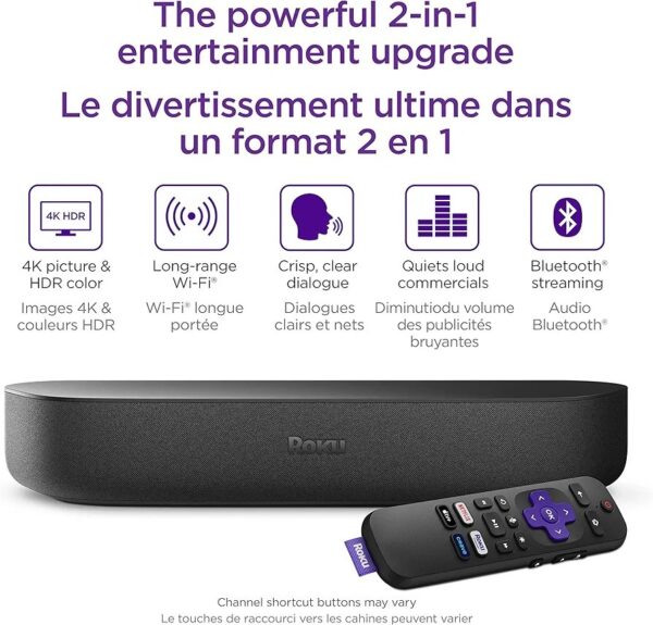 Roku Streambar | 4K HDR Streaming Device & Premium Roku Soundbar All In One, Roku Voice Remote, Free & Live TV, Black - Image 10