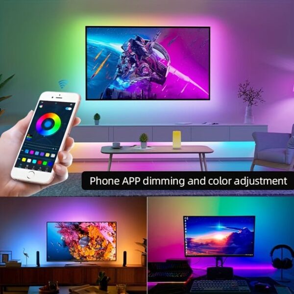 3.2m Background Ambient LED Light Strip, Streamer Neon RGBIC Light With TV Esports Table RGB Cave Board Ambient Light 5V USB TV Led Light Strip, Rainbow Led TV Light, Home Theater App Operated - Image 8