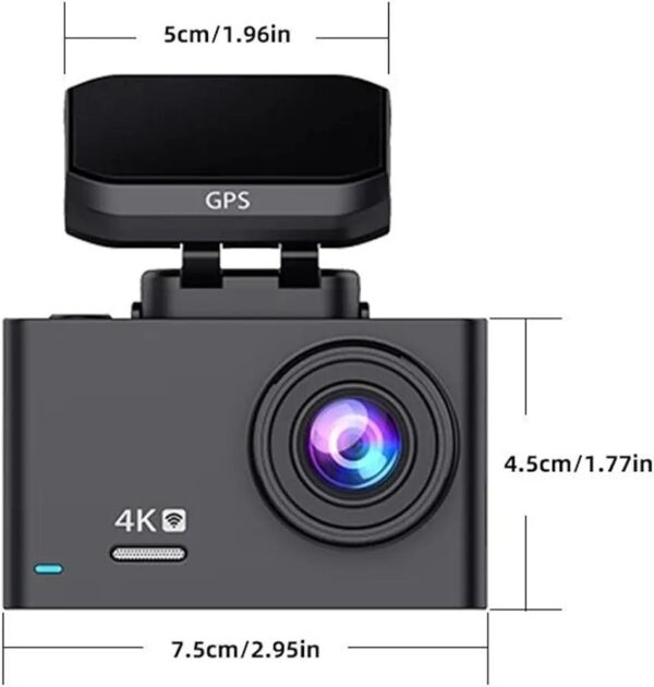 Car DVR Dash Cam 4K UHD 2160P Dashboard Camera Night Vision WDR Built-in GPS Wi-Fi G-Sensor Driving Recorder - Image 2