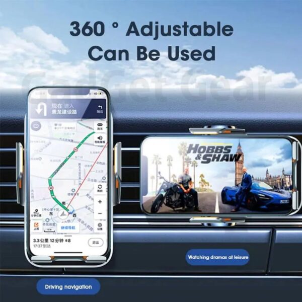 GADGET GEAR C10 Car Navigation Infrared Sensor Transparent Wireless Induction Car Holder 15W Fast Charger Phone Stand - Image 4