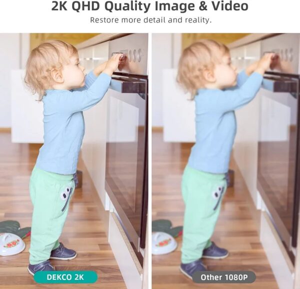 DEKCO 2K Security Camera Indoor, Baby Monitor Pet Camera 360-Degree for Home Security, WiFi Home Indoor Camera for Baby/Pet, Motion Tracking, Night Vision, 2 Way Audio, Compatible with Alexa - Image 4