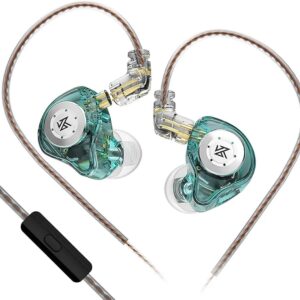 KZ EDX PRO Earphones, KZ in Ear Monitors, HiFi Gaming Earbuds with New 1DD 10mm Dynamic Driver, Bass Sound Wired Earbuds, IEM Earbuds with Detachable Cable for Music Gaming Video (Cyan, With mic)