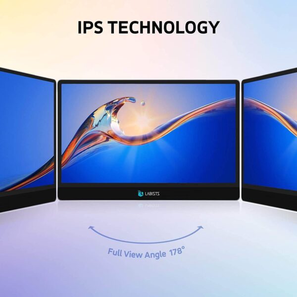 LABISTS Portable Monitor DQ20 13.3inch 1920 x 1080P Full HD IPS Ultrathin Build in Speaker Screen Display with Dual USB Type-C HDMI Input Gaming Monitor for Laptop, Raspberry Pi, Computer, Smart Phone - Image 3