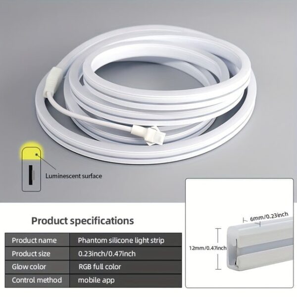 3.2m Background Ambient LED Light Strip, Streamer Neon RGBIC Light With TV Esports Table RGB Cave Board Ambient Light 5V USB TV Led Light Strip, Rainbow Led TV Light, Home Theater App Operated - Image 2