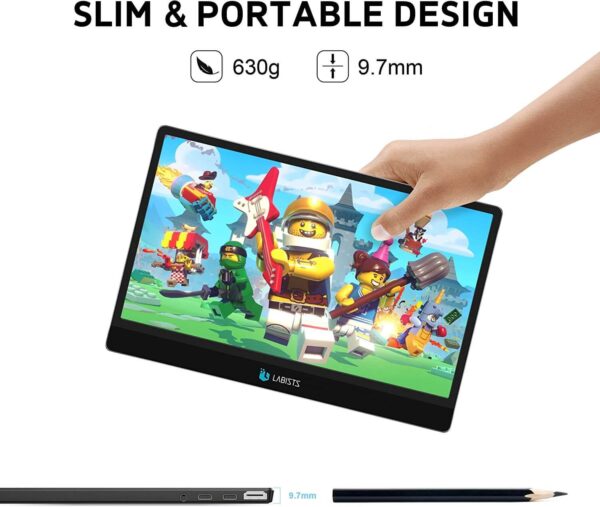 LABISTS Portable Monitor DQ20 13.3inch 1920 x 1080P Full HD IPS Ultrathin Build in Speaker Screen Display with Dual USB Type-C HDMI Input Gaming Monitor for Laptop, Raspberry Pi, Computer, Smart Phone - Image 5
